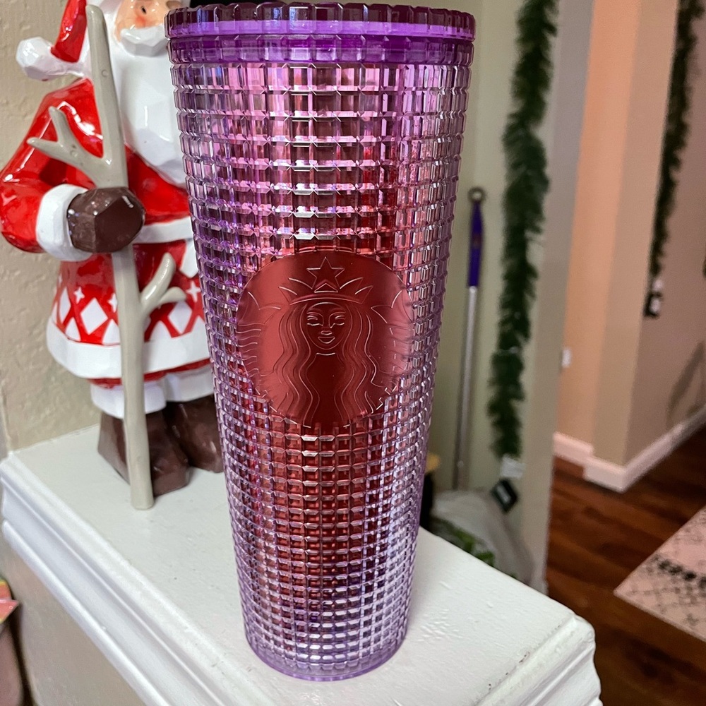 Starbucks venti pink/purple gradient grid tumbler